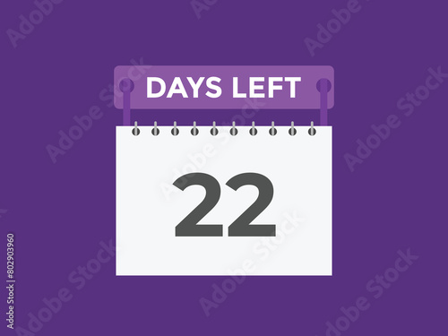 22 days to go countdown template. 22 day Countdown left days banner design. 22 Days left countdown timer
