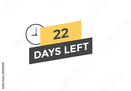 22 days to go countdown template. 22 day Countdown left days banner design. 22 Days left countdown timer
