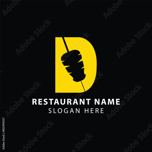D letter Doner Kebab Logo Design