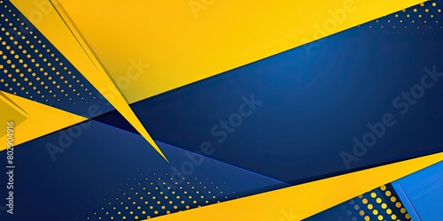 Blue and yellow background with geometric shapes, vector illustration of an abstract banner design