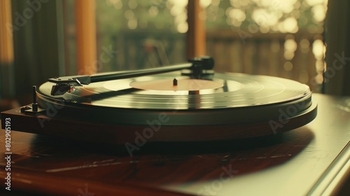 An enchanting image of a vintage record player, its sleek design and warm sound capturing the timeless allure of analog music on Global Beatles Day.