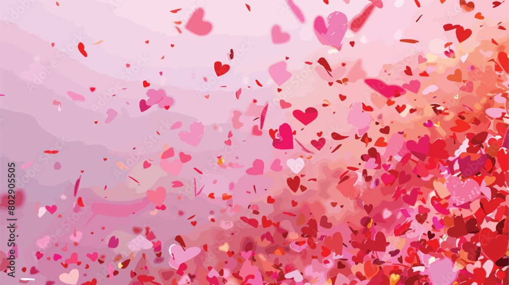 Beautiful heart shaped confetti on color background.