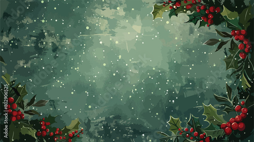 Beautiful mistletoe wreath on grunge background Vector photo