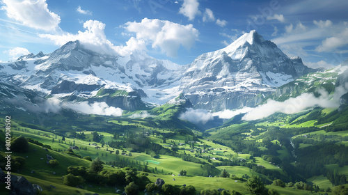 Swiss mountains landscape © Khajornyot