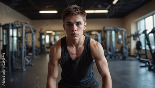 boy workout at gym