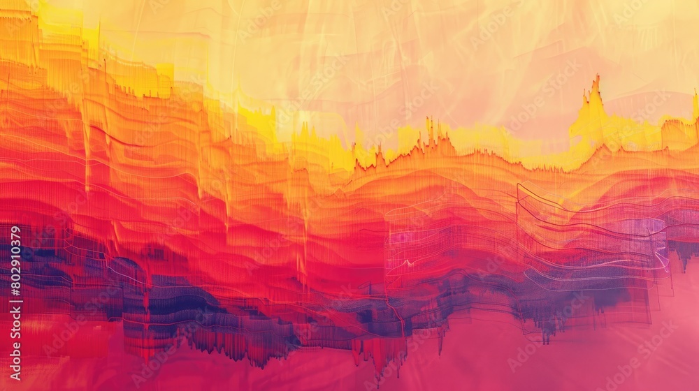 A stunning painting capturing a mountain range at sunset, with vibrant colors reflecting off the clouds and water. The afterglow creates a mesmerizing atmosphere AIG50