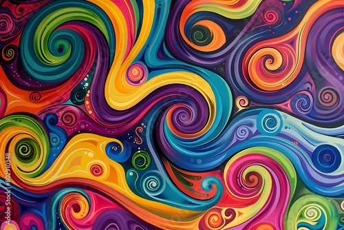 Psychedelic swirls and twirls in bright colors photo
