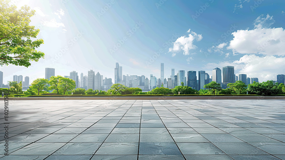 Fototapeta premium Urban Serenity: Embracing Modernity in an Empty Square