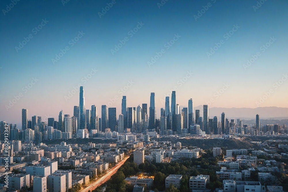 Fototapeta premium city skyline at sunset