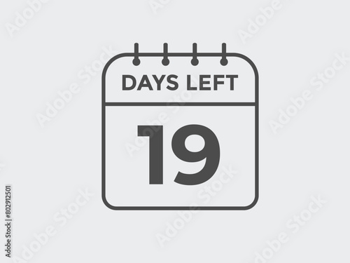 19 days to go countdown template. 19 day Countdown left days banner design. 19 Days left countdown timer
