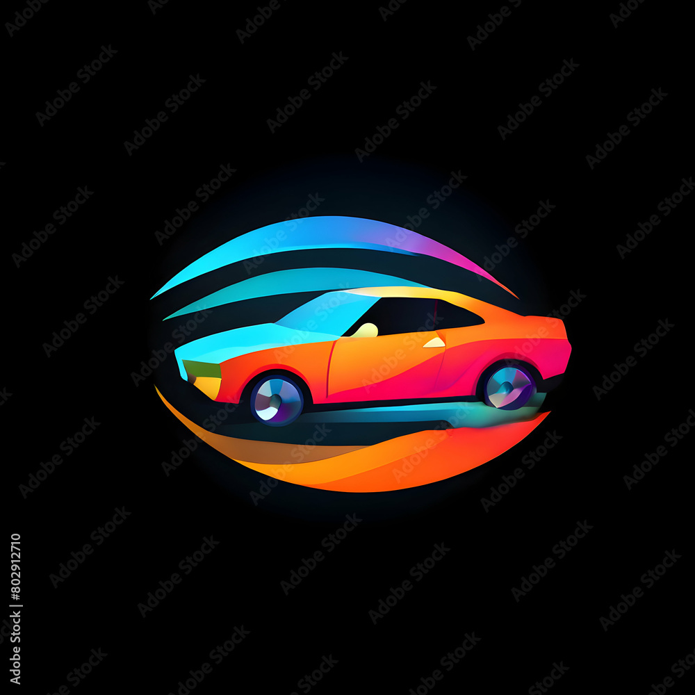 simple car logo vector with abstract colors