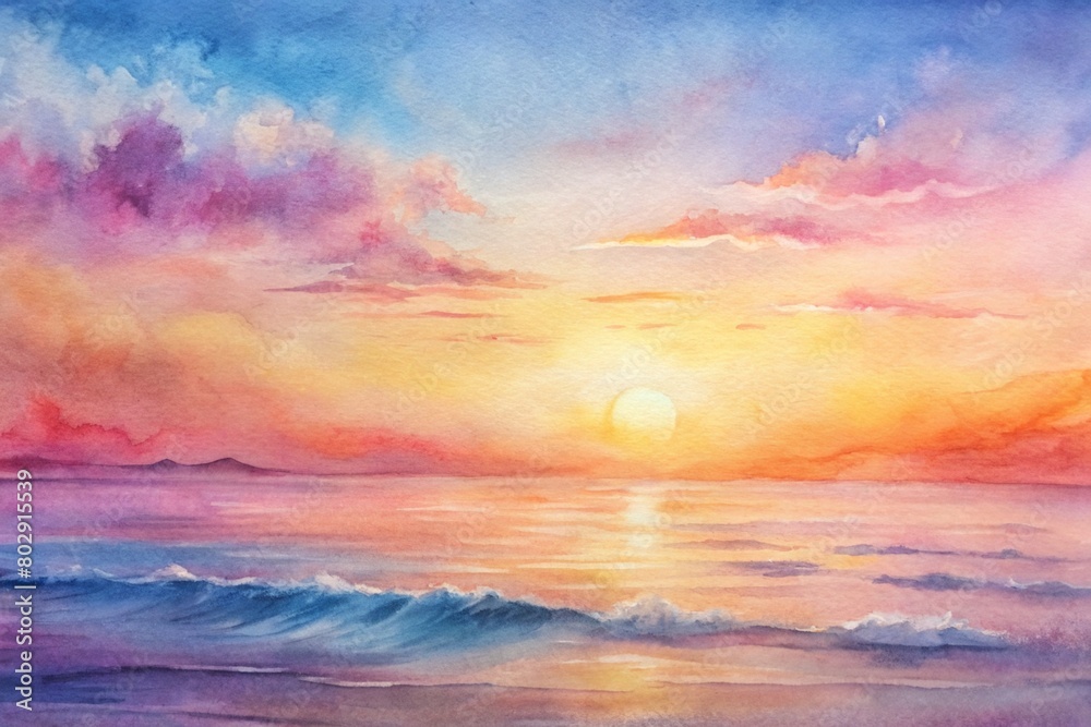 Sunrise Serenade: Soft pastel splatters in shades of pink, orange, and yellow, evoking the peaceful beauty of a sunrise over the horizon.
