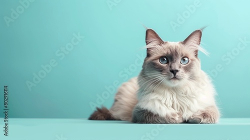 Ragdoll Cat on Colored Background with Ad Space © wpw