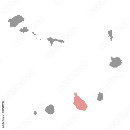 Santiago island map, Cape Verde. Vector illustration.