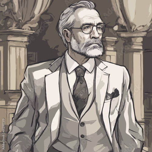 Männerportrait. Ki Vektor - Grafik
