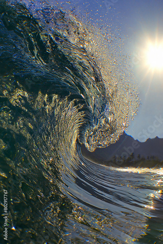 an impressive wave in the pacific ocean photo