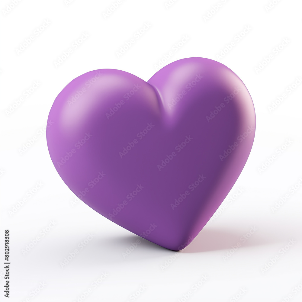 rounded 3d purple gradient heart, view from above, isolated on a transparent background, high detail, ultra realistic, photo realistic.