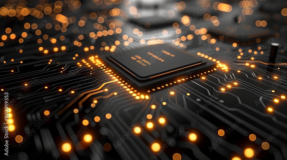 Wide-angle perspective of a high-tech technology background texture, resembling an abstract 3D circuit board illustration, suitable for electronic communication visuals. Wide-angle perspective of a high-tech technology background texture, resembling an abstract 3D circuit board illustration, suitable for electronic communication visuals.