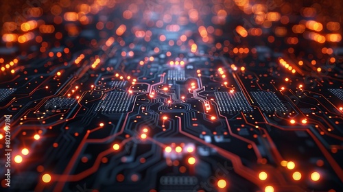 Wide-angle perspective of a high-tech technology background texture, resembling an abstract 3D circuit board illustration, suitable for electronic communication visuals.