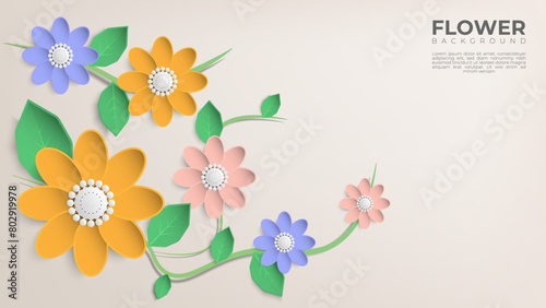 Minimal colorful blooming flower background