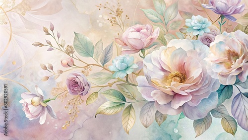 Wallpaper Mural Watercolor flower background Torontodigital.ca