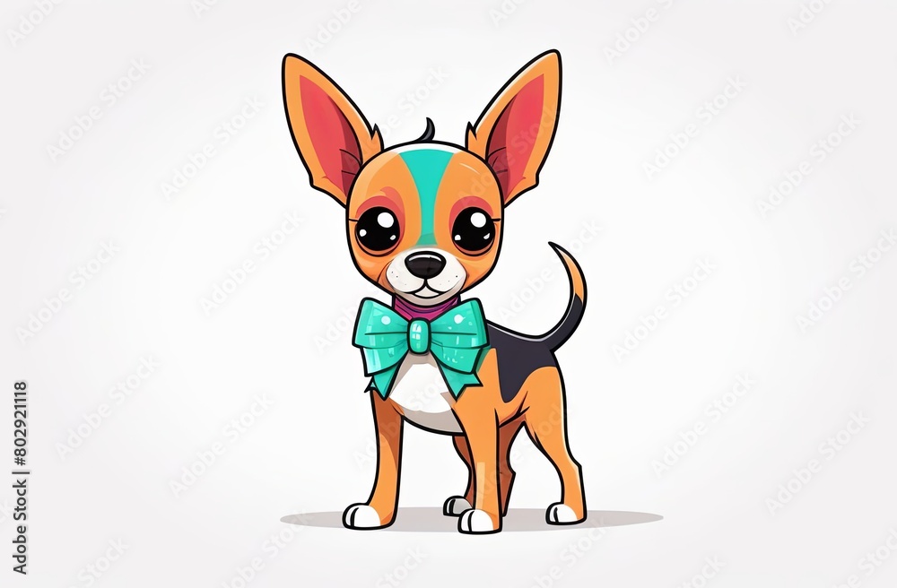 Cute Toy Terrier with a bow on his neck