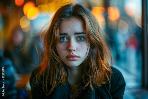 AI generated illustration of a young woman feeling socially anxious