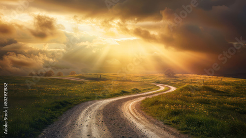 Winding Road Vanishing Near Horizon, the Ascension of Christ, the ascension of Jesus into heaven, a festival celebrated by Christians. photo