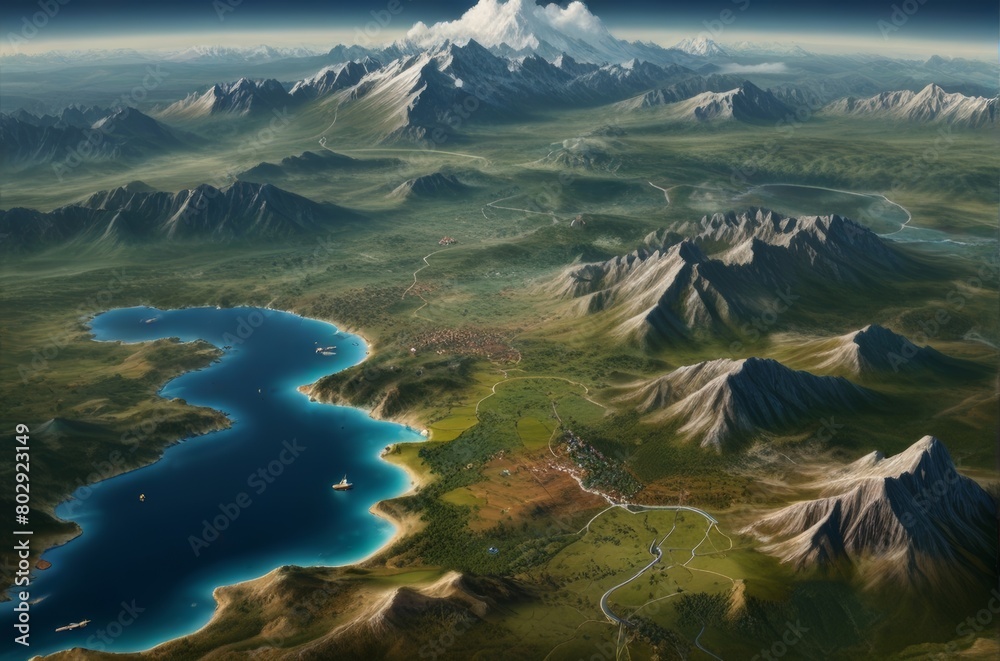 Fantasy 3d map of a fictional continent Fantasy 3d map of a fictional continent