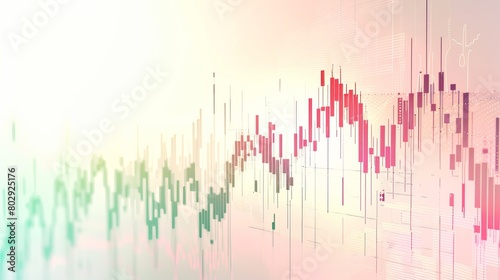 Abstract financial chart featuring an upward trend line graph against a gradient white background  displaying numerical data from the stock market.