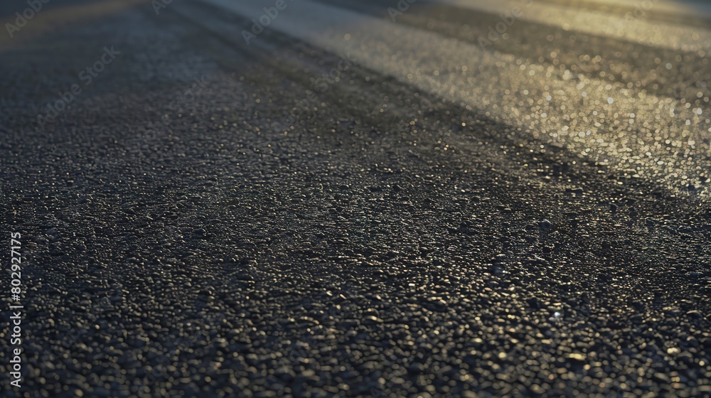 Road construction progress, high detail asphalt texture, late afternoon light, eye-level view Road construction progress, high detail asphalt texture, late afternoon light, eye-level view