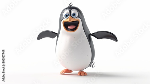 3d penguin cartoon on a white background