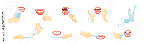 Oral Care and Dental Hygiene with Mouth Vector Set