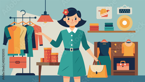Join the thrifty fashionista on a tour of secondhand shops where she reveals her top tips for finding vintage gems and creating oneofakind outfits.. Vector illustration