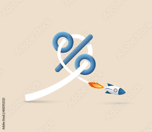 Concept of high interest rates and heavy loan payments, economic recession, risk of debt burden. Vector illustration.