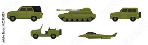 Military Machinery, Transport and Equipment Vector Set