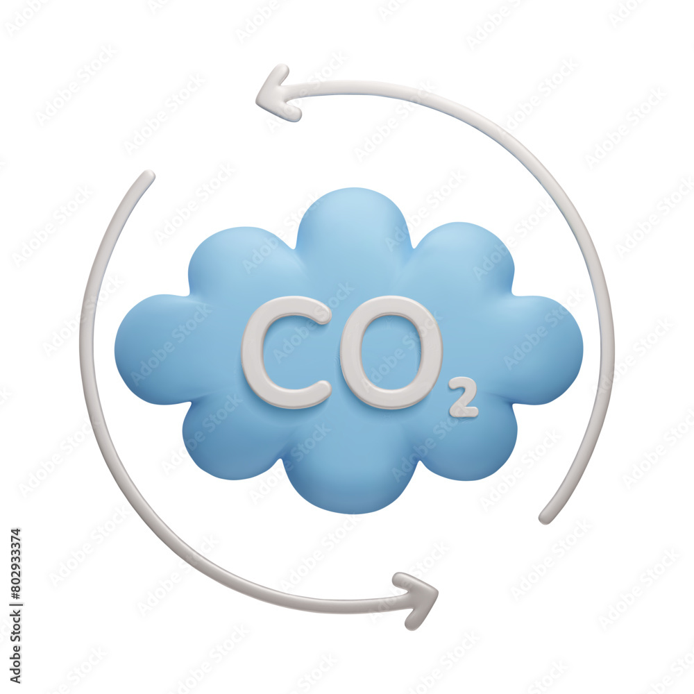 CO2 carbon neutral 3D vector illustration. Net zero carbon footprint, reduce carbon offset, green consumption concept. 3D eco friendly icon of blue cloud CO2 emission reduction with recycle arrows. CO2 carbon neutral 3D vector illustration. Net zero carbon footprint, reduce carbon offset, green consumption concept. 3D eco friendly icon of blue cloud CO2 emission reduction with recycle arrows.