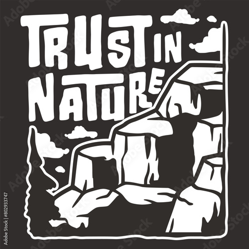 Line art illustration depicting a mountainous landscape for outdoor enthusiasts and nature-themed projects. Elegantly simple and evocative design