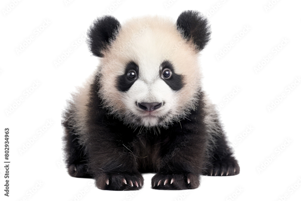 Adorable panda cub isolated on transparent background