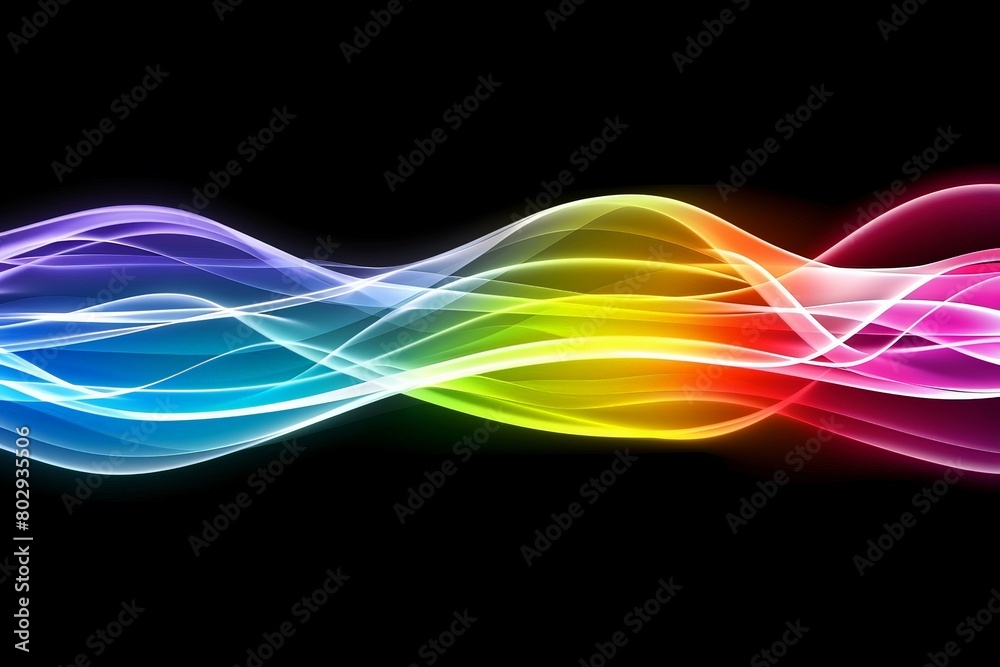 A colorful wave of light gracefully swirls on a dark backdrop, creating a mesmerizing and dynamic visual display. A colorful wave of light gracefully swirls on a dark backdrop, creating a mesmerizing and dynamic visual display.