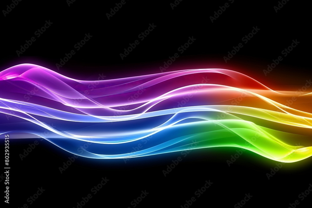 A colorful wave of light gracefully dances across a black background, creating a mesmerizing display of vibrant hues and patterns. A colorful wave of light gracefully dances across a black background, creating a mesmerizing display of vibrant hues and patterns.