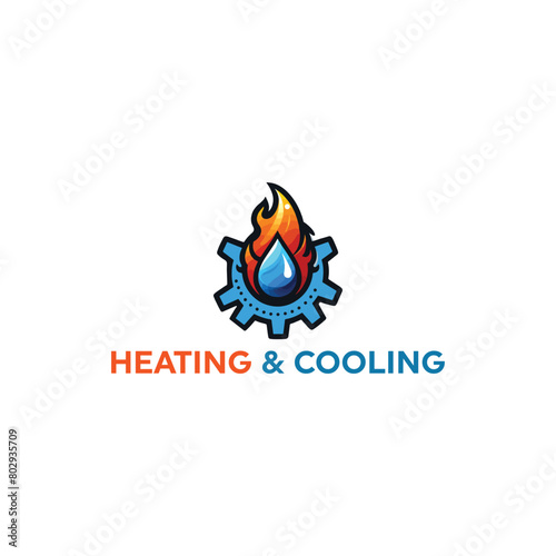 Heating and cooling logo, Abstract heating and cooling hvac logo design vector image