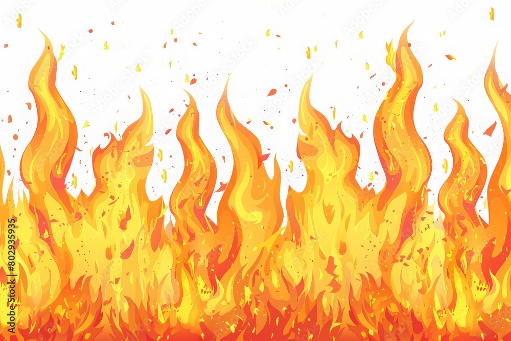 A vibrant, animated display of roaring flames enveloped by floating embers.