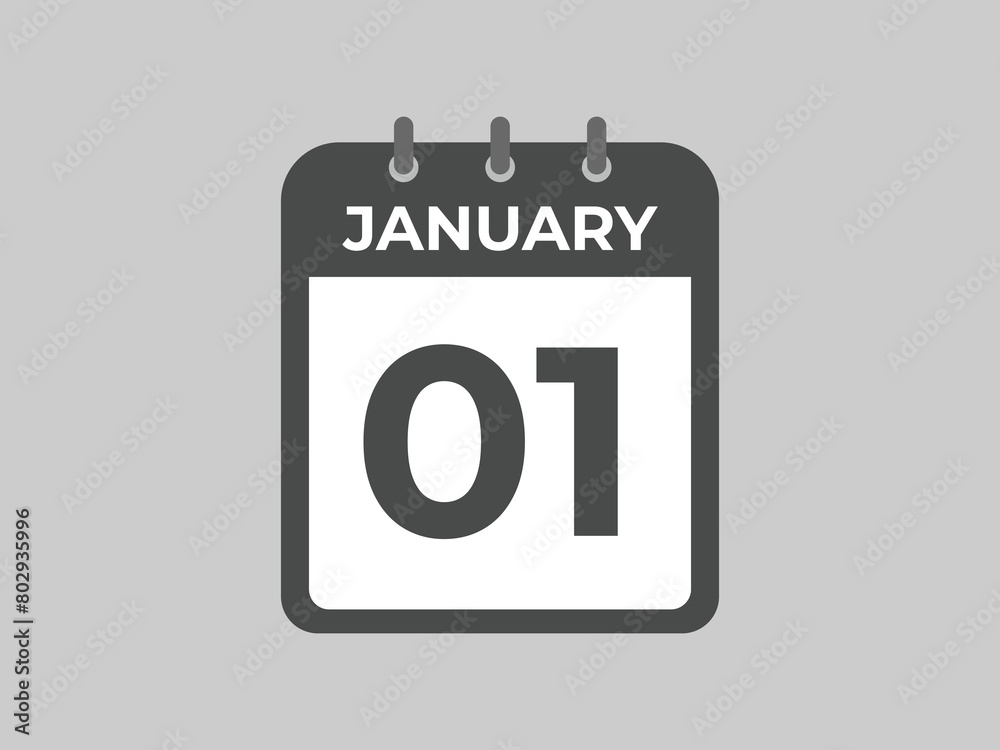 january 1 calendar reminder. 1st january daily calendar icon template. Calendar 1st january icon Design template. Vector illustration
