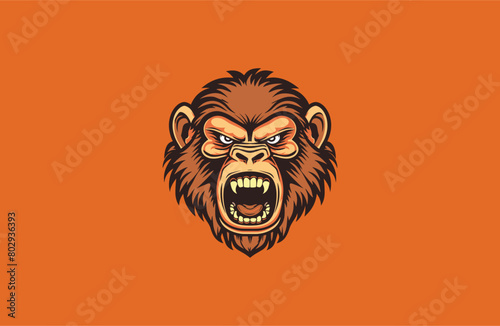 Head monkey vector illustration flat design logo photo