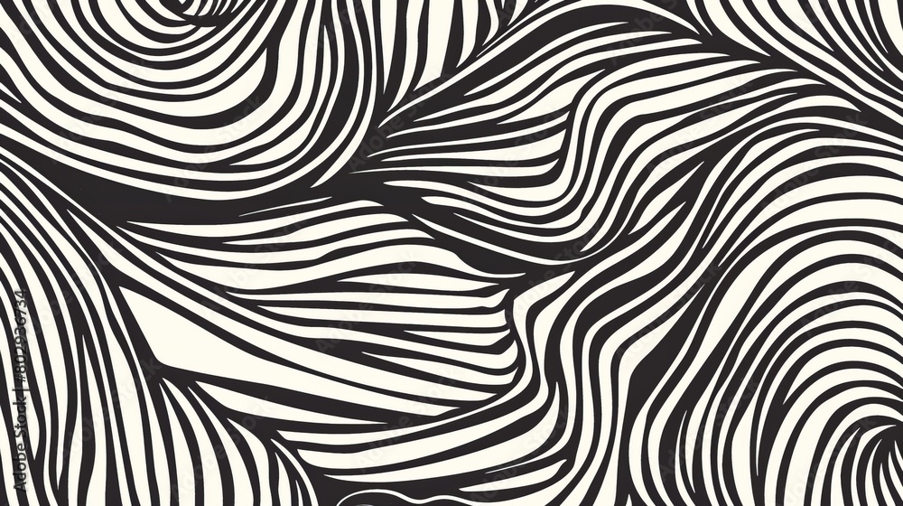 Seamless abstract texture drawn in black and white with hand-drawn lines, ideal for design and decoration.