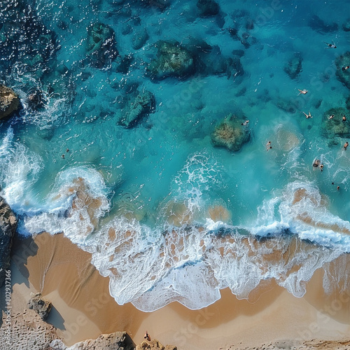 beautiful beach photo, drone shot. Made with generative ai  © Shehriyar