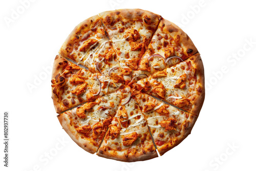 Buffalo chicken pizza isolated on transparent background
