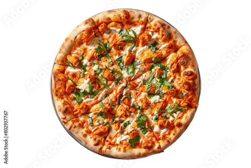 Buffalo chicken pizza isolated on transparent background