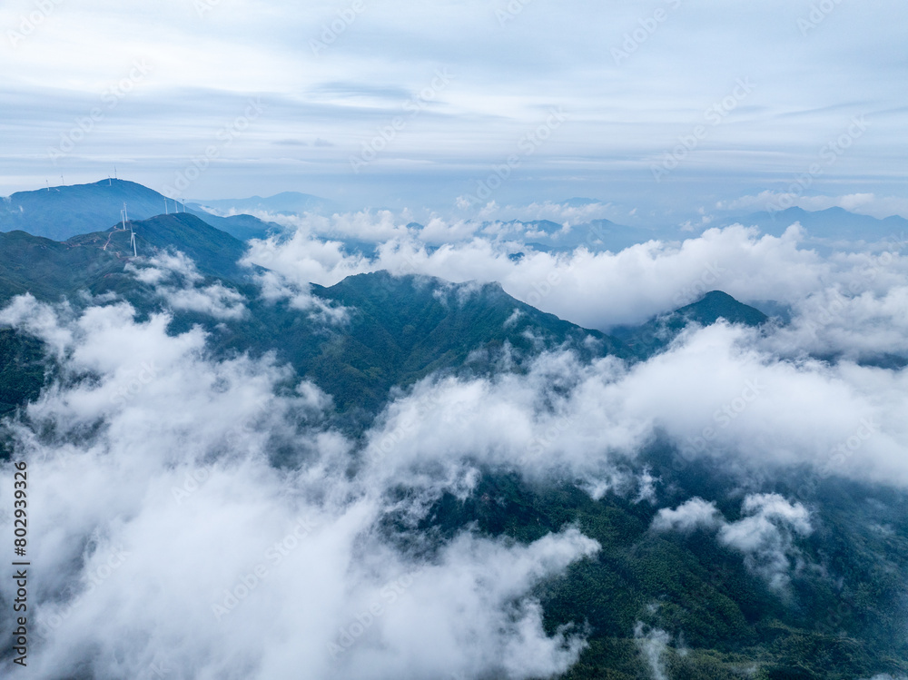 Aerial photography of mountain clouds and fog Aerial photography of mountain clouds and fog